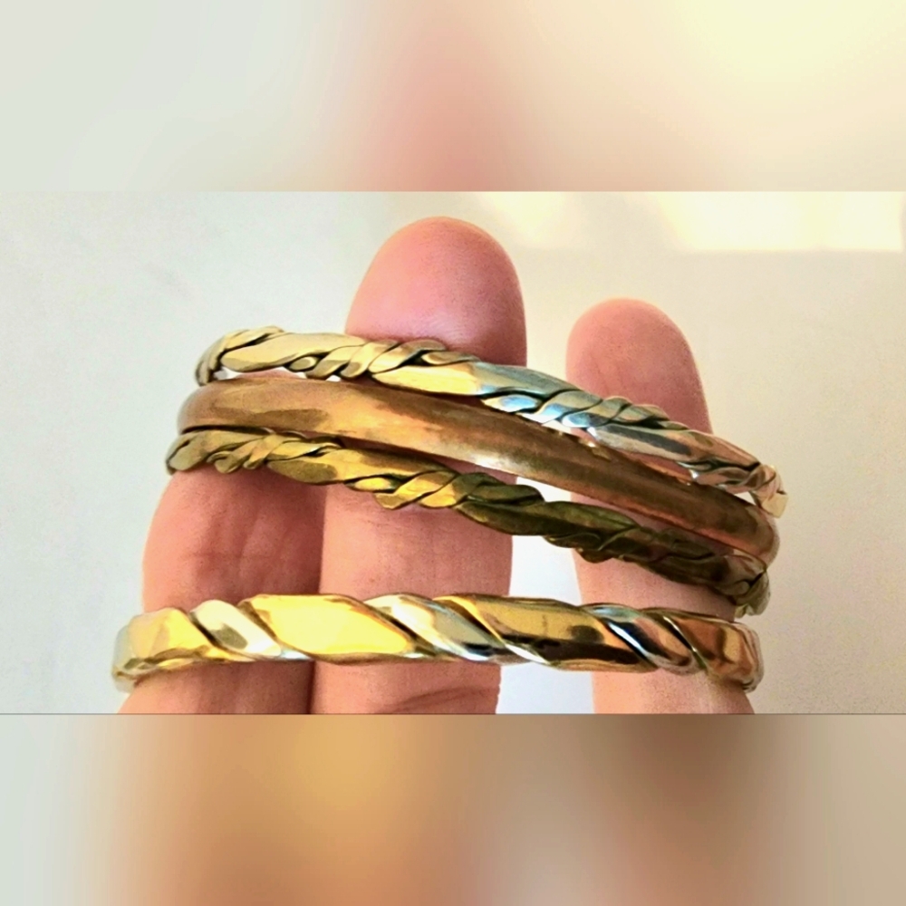 Vntg Brass Copper Bracelets Handmade By Sergio Lub